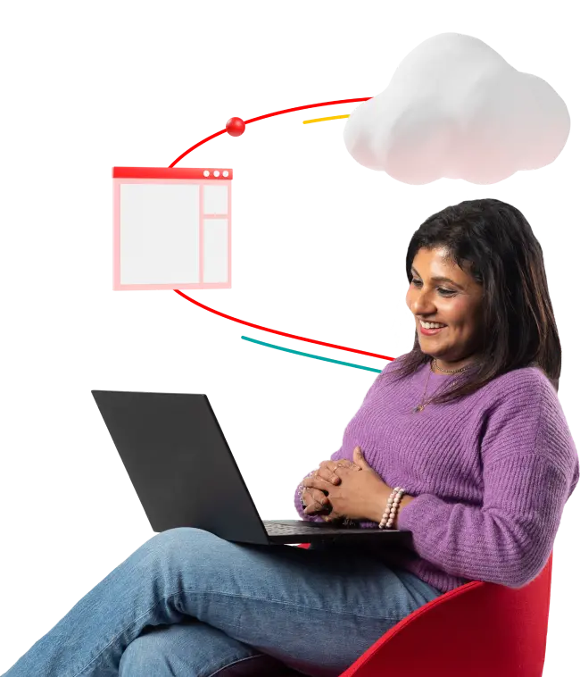 Woman holding a laptop